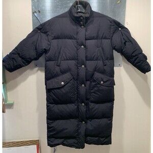 Eddie Bauer Full Length Goose Down Puffer Jacket M/Petite Black Coat NO HOOD